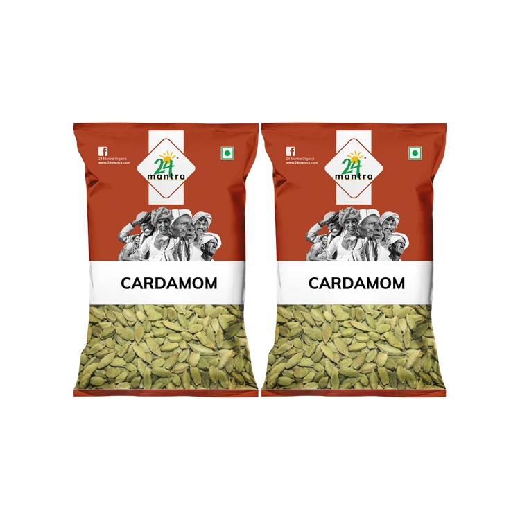 24 Mantra Organic Green Cardamom Whole / Elaichi - Pack of 2