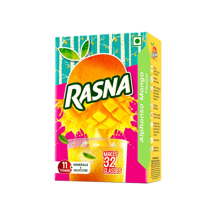 Rasna Fruit Plus Alphonso Mango Concentrated Drink Mix (32 Glasses)
