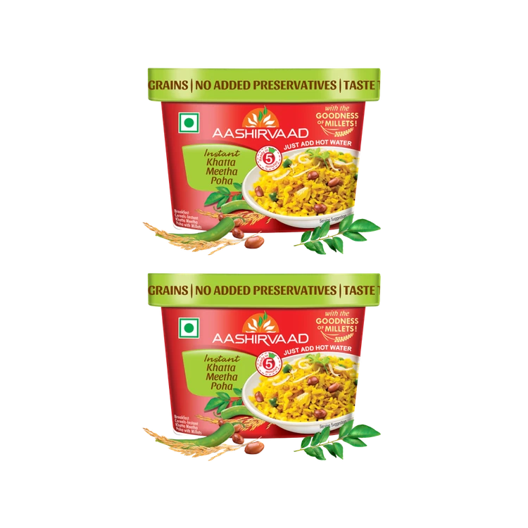 Aashirvaad Instant Khatta Meetha Poha Ready to Eat - Pack of 2
