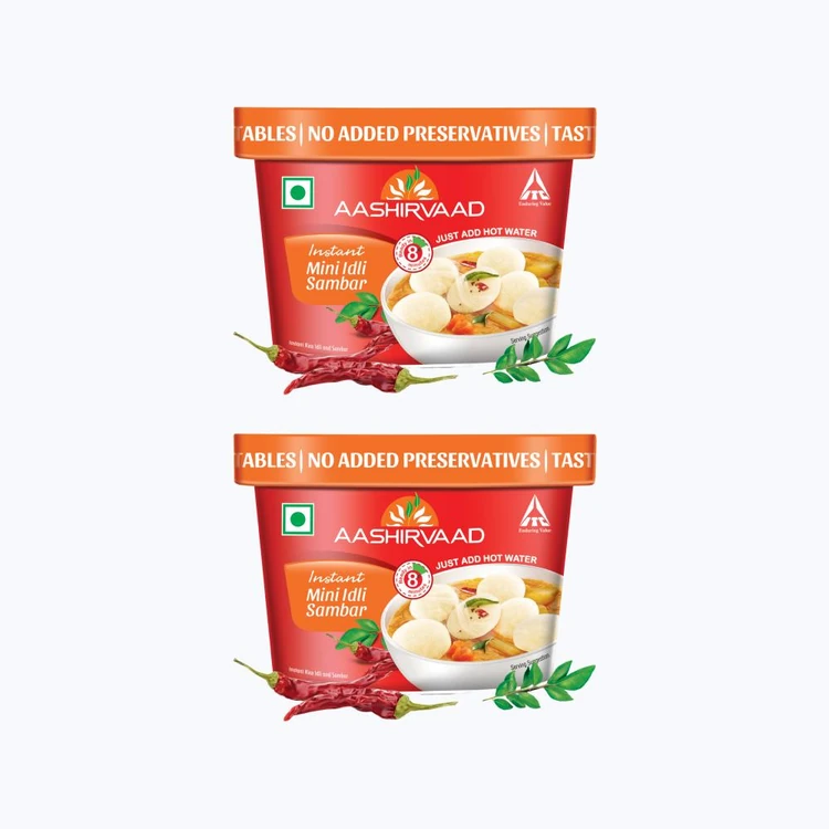 Aashirvaad Instant Mini Idli Sambhar Ready to Eat - Pack of 2
