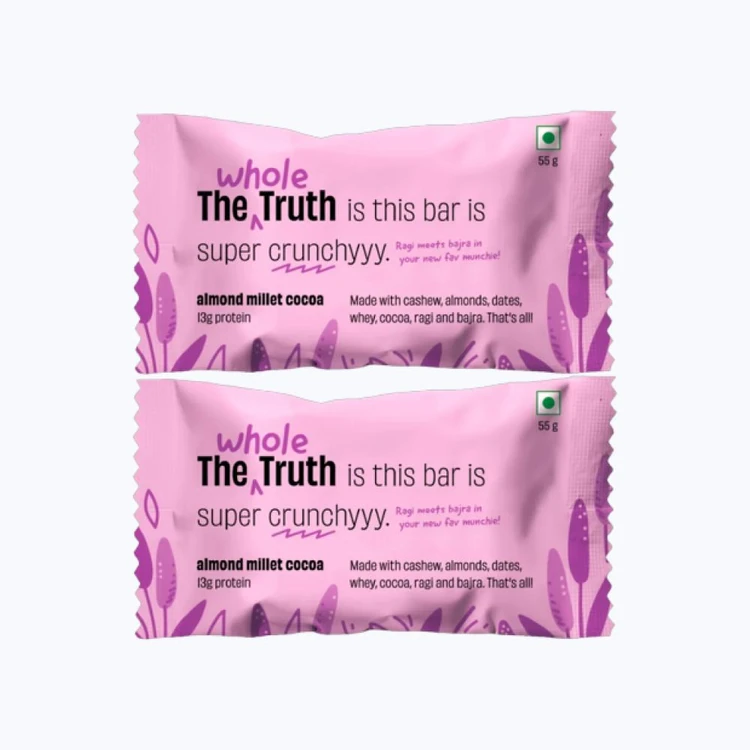 The Whole Truth Almond Millet Cocoa Protein Bar - Pack of 2
