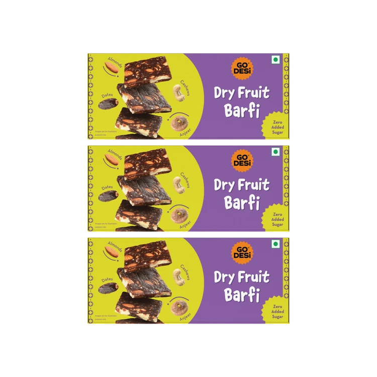 Dry Fruit Burfi by GO DESI - Pack of 3