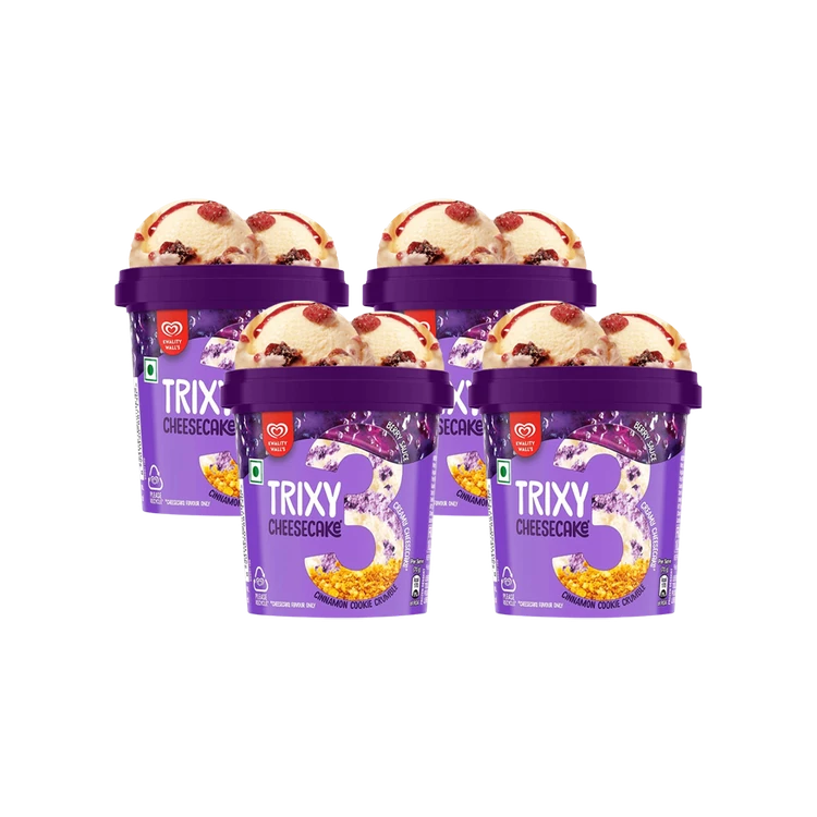 Kwality Walls Trixy Cheesecake Frozen Dessert Cup - Pack of 4