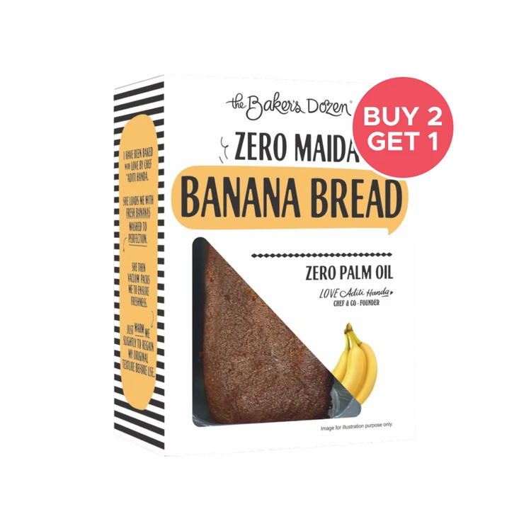 The Baker's Dozen Zero Maida Banana Bread, Whole Wheat - Buy 2 Get 1 Free