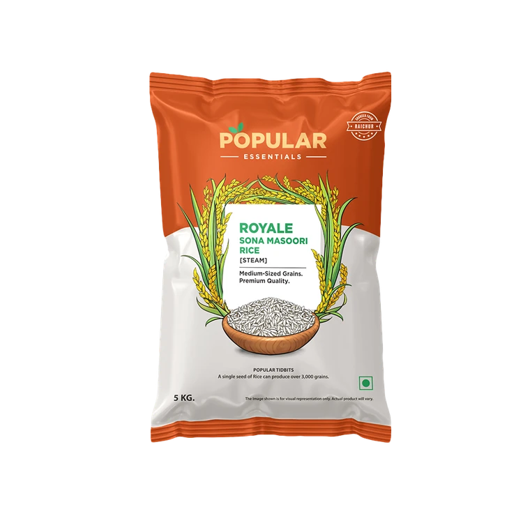 Popular Essentials Steam Sonamasuri Rice (Medium Grain) (Sonamasuri Akki)