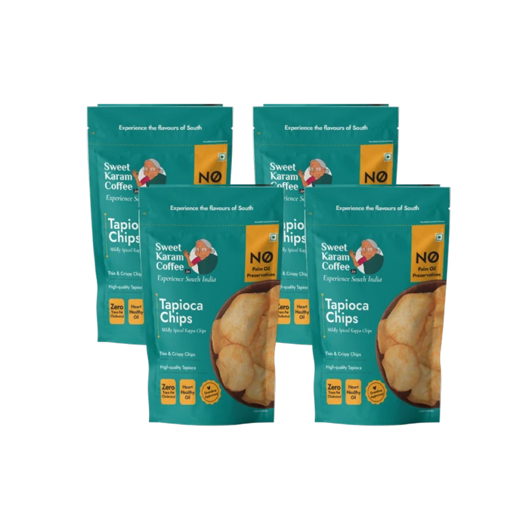 Sweet Karam Coffee Tapioca Chips - No Palm Oil - Pack of 4