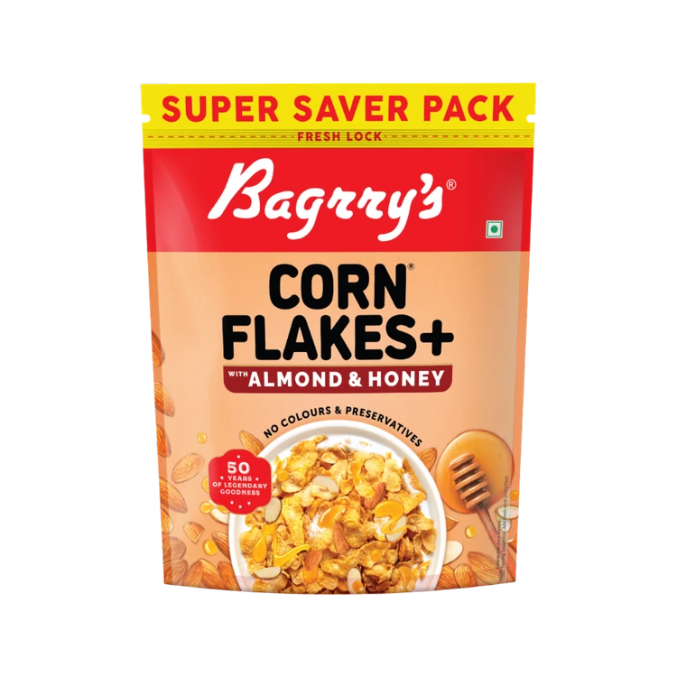 Bagrry's Corn Flakes Plus With Almonds & Honey (2x Fibre Power)