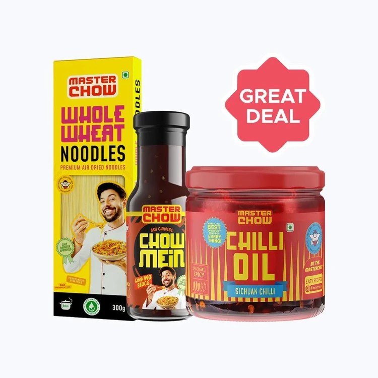 MasterChow Healthy Whole Wheat Noodles +  Chowmein Sauce +  Sichuan Chilli Oil Combo