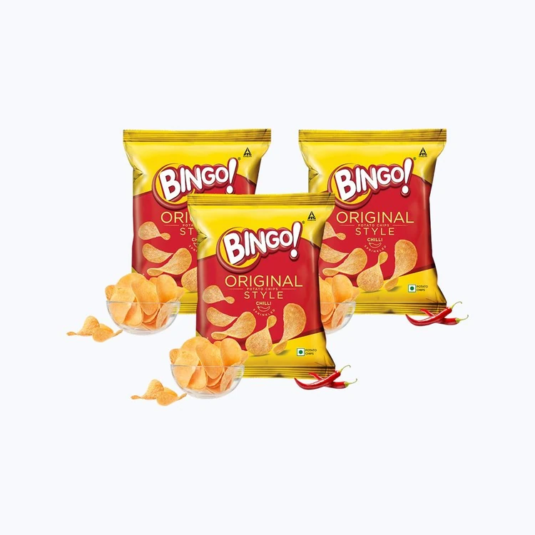 Bingo Original Style Chilli Sprinkled Potato Chips - Pack of 2