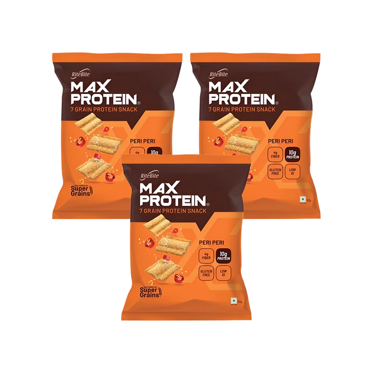 RiteBite Max Protein Peri Peri 10 g Protein Multigrain Chips - Pack of 3
