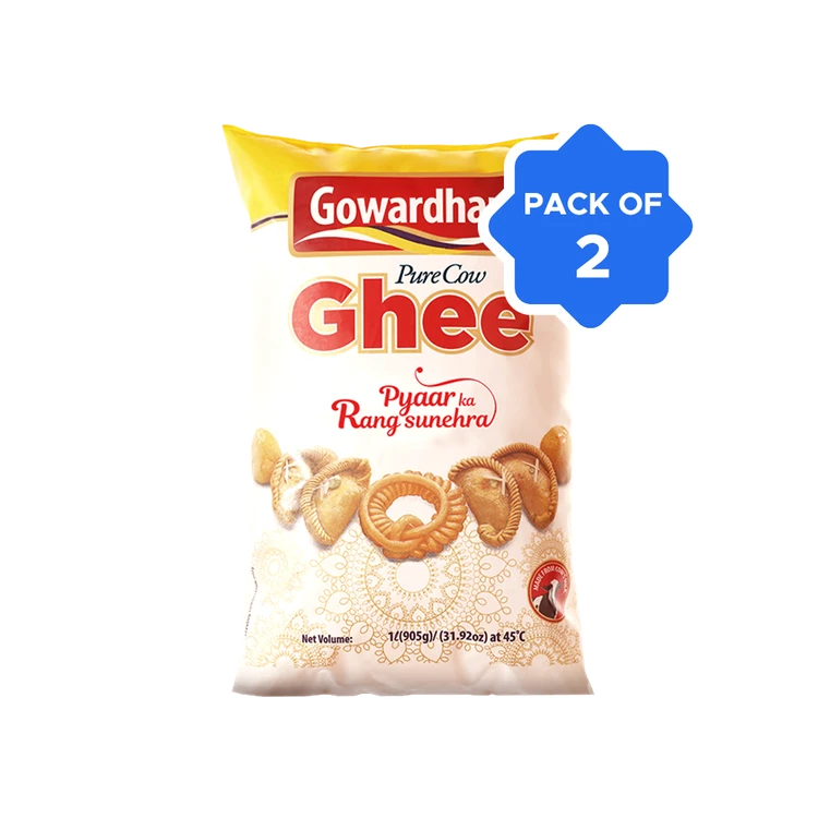 Gowardhan Premium Cow Ghee - Pack of 2 (Hasuvina Tuppa)