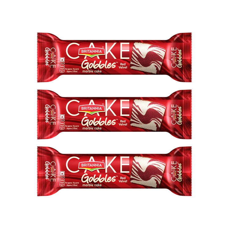 Britannia Gobbles Marble Slice Cake - Red Velvet - Pack of 3