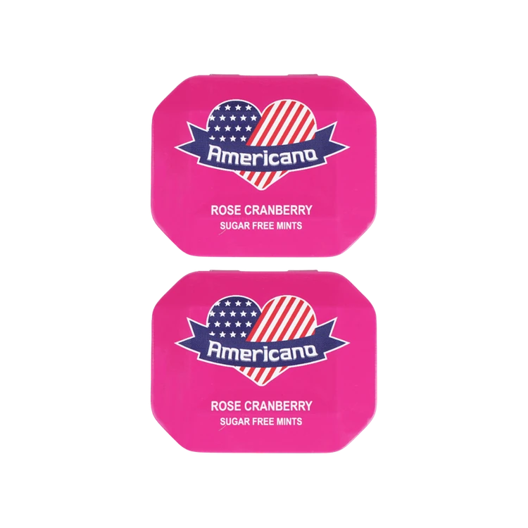 Americano Rose Cranberry Sugar Free Mint Candies - Pack of 2