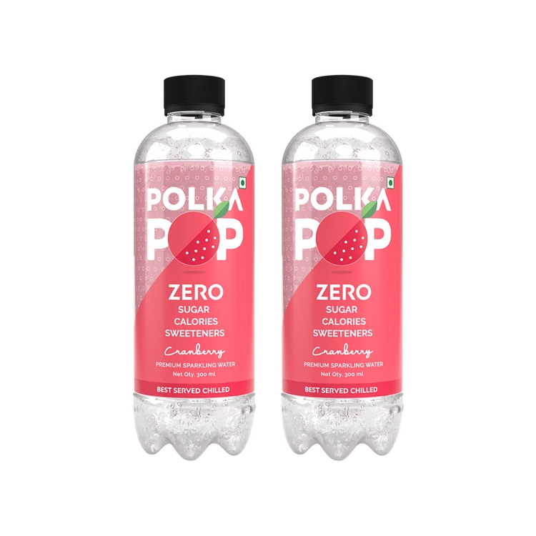 Polka Pop Zero Sugar Cranberry Sparkling Water - Pack of 2