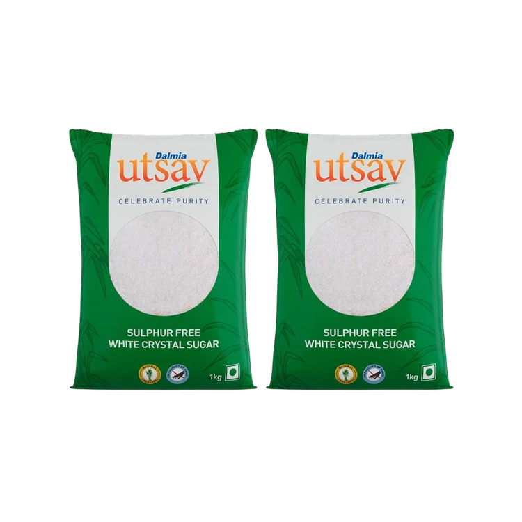 Dalmia Utsav White Crystal Sulphurless Sugar - Pack of 2 (Sulphur Rahitha Sakkare)