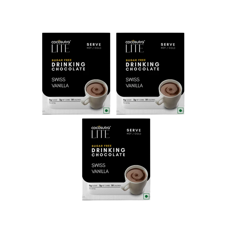 Cocosutra Sugar Free Swiss Vanilla Drinking Chocolate - Pack of 3