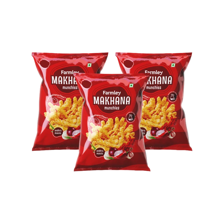 Farmley Makhana Munchies Crisps - Andhra Masala - Pack of 3