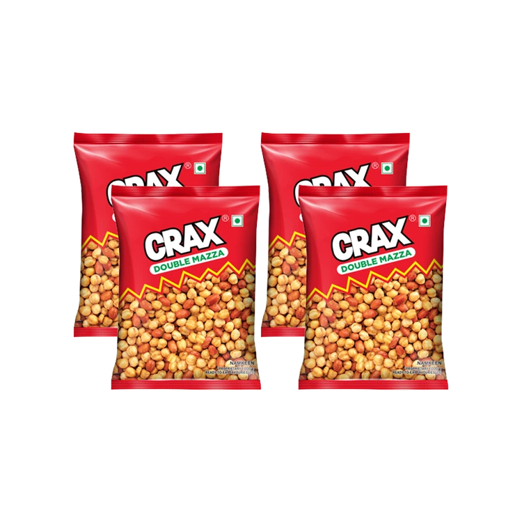 Crax Double Mazza Roasted Chana Peanuts Namkeen Snacks - Pack of 4
