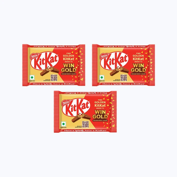 Nestle KitKat 4 Fingers Choco Coated Wafer Chocolate - Pack of 3