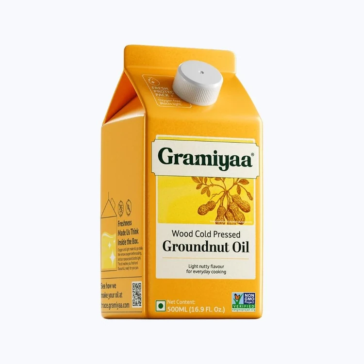 Gramiyaa Wood Cold Pressed Groundnut Oil - 500 ml (Cold Pressed Kadale Enne)