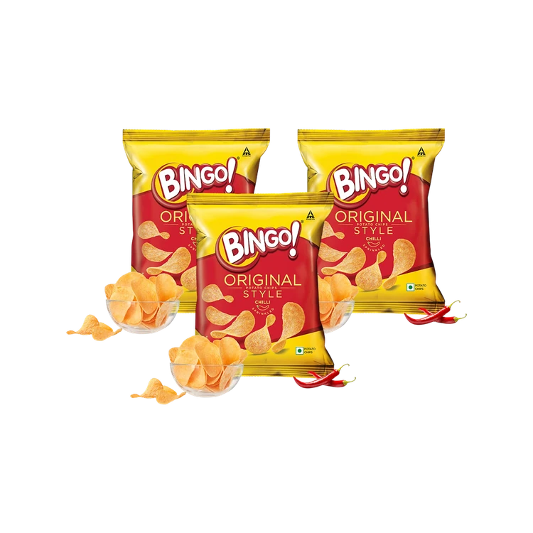 Bingo Original Style Chilli Sprinkled Potato Chips - Pack of 2
