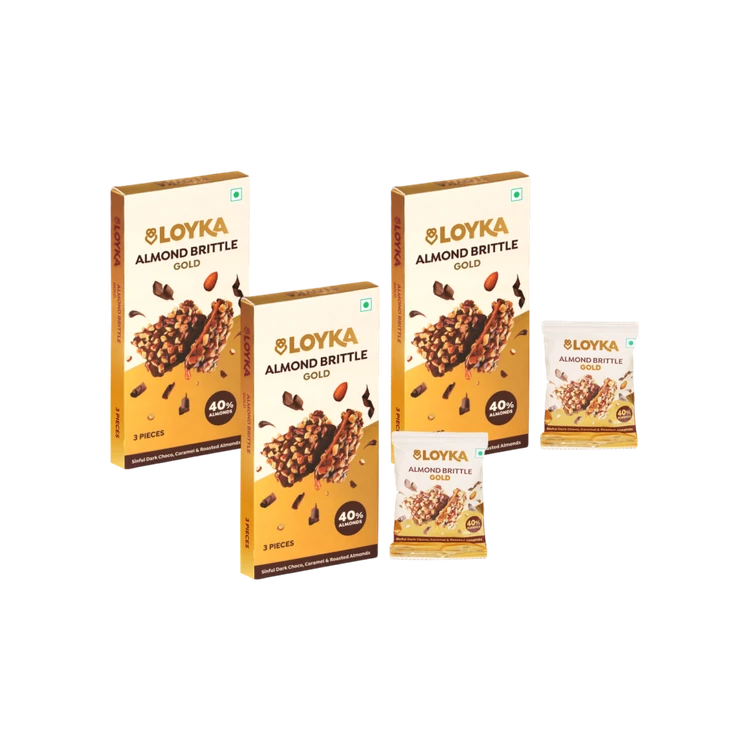Loyka Almond Brittle Gold Milk Chocolate Pack - Pack of 3