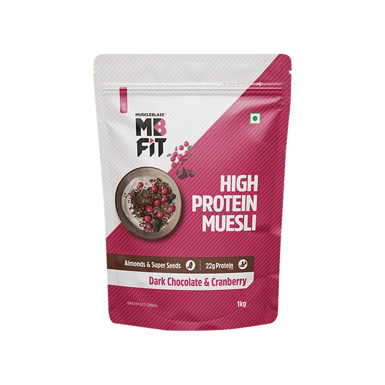MuscleBlaze High Protein Muesli (Dark Chocolate & Cranberry)