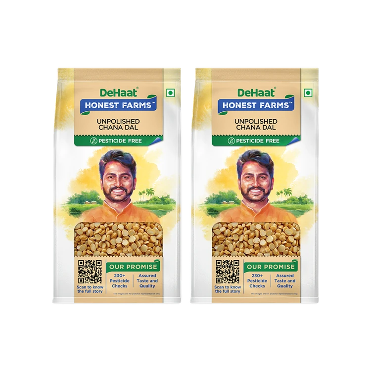 Dehaat Honest Farms Pesticide-Free Chana Dal Unpolished - Pack of 2