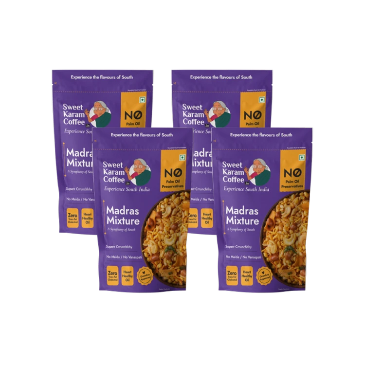 Sweet Karam Coffee Madras Mixture Namkeen - No Palm Oil - Pack of 4