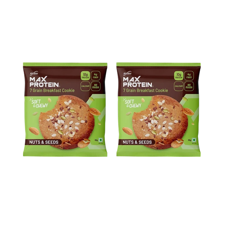 RiteBite Max Protein No Maida 7 Grains Nuts & Seeds 10 g Protein Cookies - Pack of 2