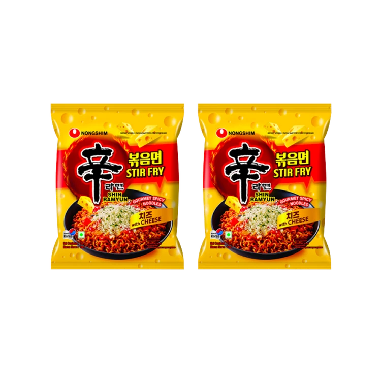 Nongshim Stir Fry Shin Ramyun Noodles With Cheese - Pack of 2