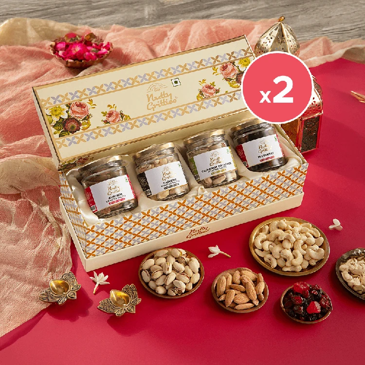 Nutty Gritties Gift of Health Premium Assorted Dry Fruits Gift Pack - Pack of 2 (Dry Fruits Udugore Pack)