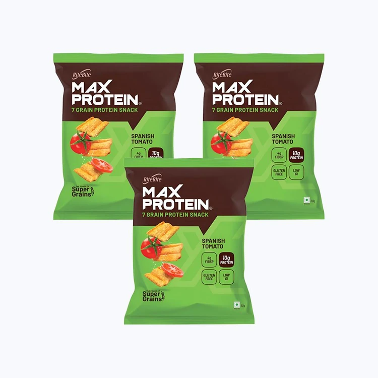 RiteBite Max Protein Spanish Tomato 10 g Protein Multigrain Chips - Pack of 3