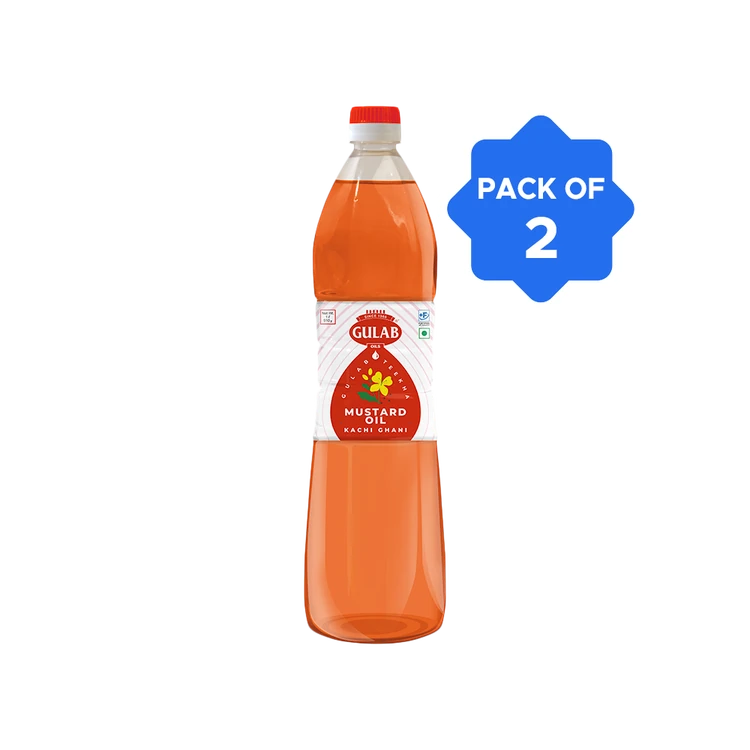 Gulab Kachi Ghani Mustard Oil - Pack of 2 (Sasive Enne)