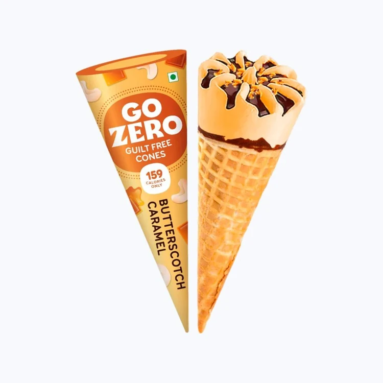 Go Zero Butterscotch Caramel Low Calorie Guilt Free Ice Cream Cone