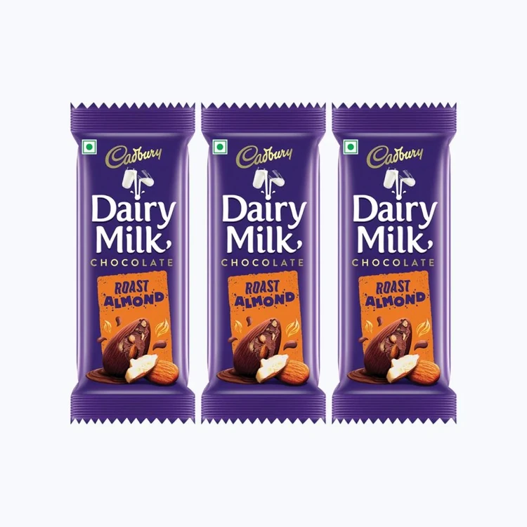 Cadbury Dairy Milk Roast Almond Milk Chocolate Bar - Pack of 3