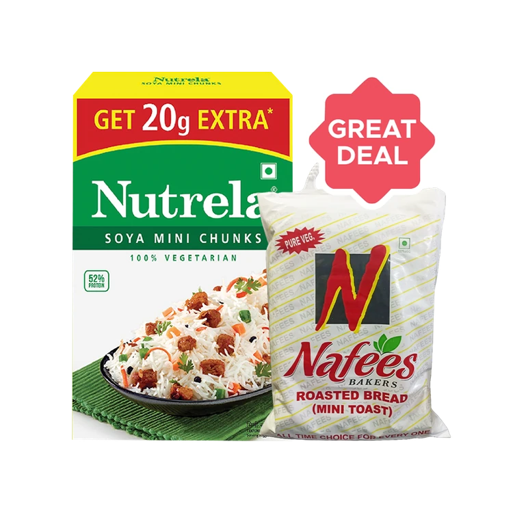 ITC Test Product 6 DS - Burger Patty x 200 + Nutrela Soya Mini Chunks x 600 Combo