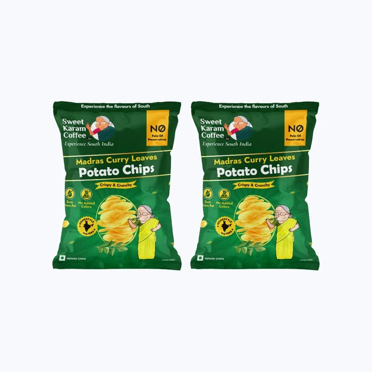 Sweet Karam Coffee Madras Curry Leaves Potato Chips - Pack of 2