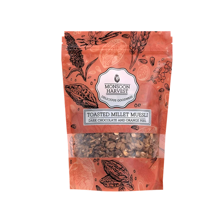 Monsoon Harvest Toasted Millet Dark Chocolate & Orange Peel Muesli