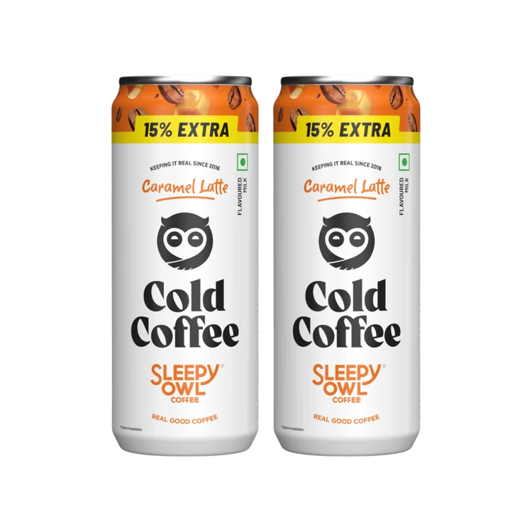 Sleepy Owl Caramel Latte Cold Coffee Can - Pack of 2