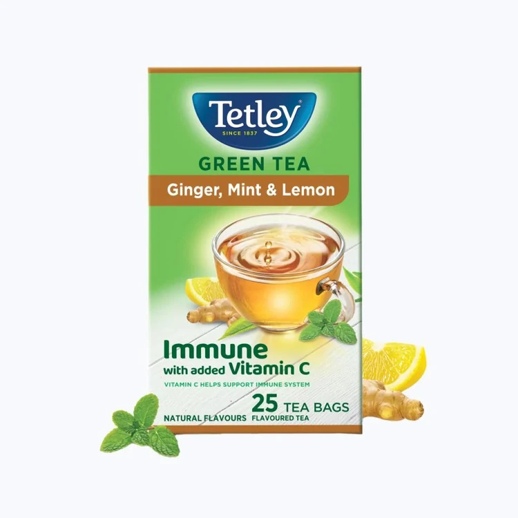 Tetley Ginger, Mint & Lemon Green Tea Bags (Immune with added Vitamin C)