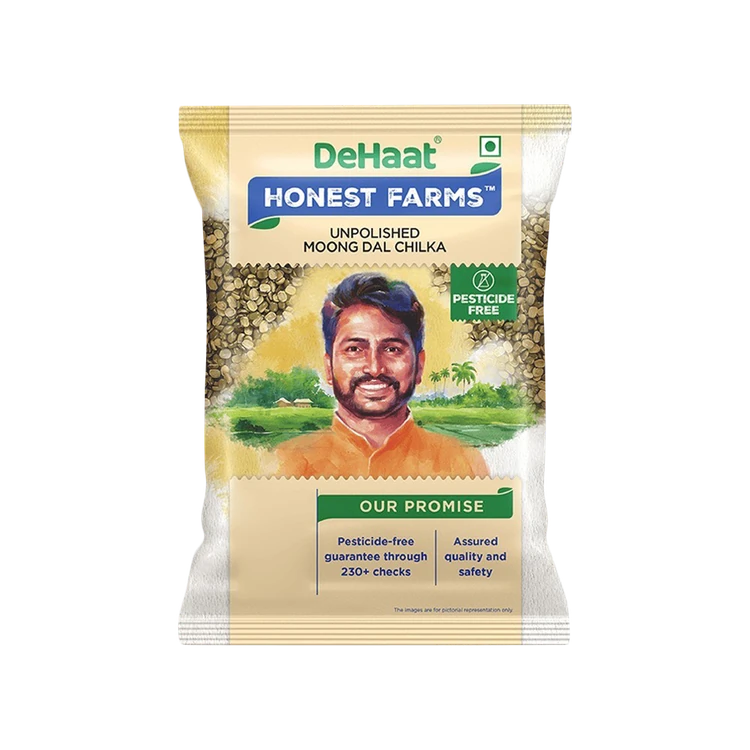 Dehaat Honest Farms Pesticide-Free Moong Dal (Chilka) Unpolished - Pack of 2 (Nashaka Itada Hesaru Bele (Chilka))