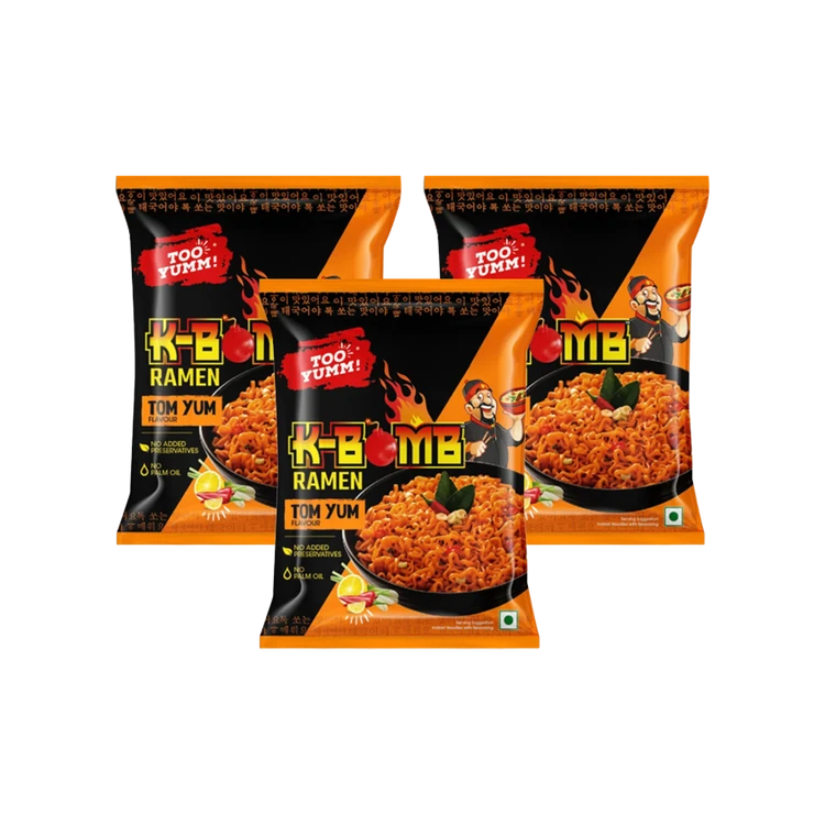 Too Yumm K-Bomb Ramen Tom Yum Instant Noodles Veg - Pack of 3