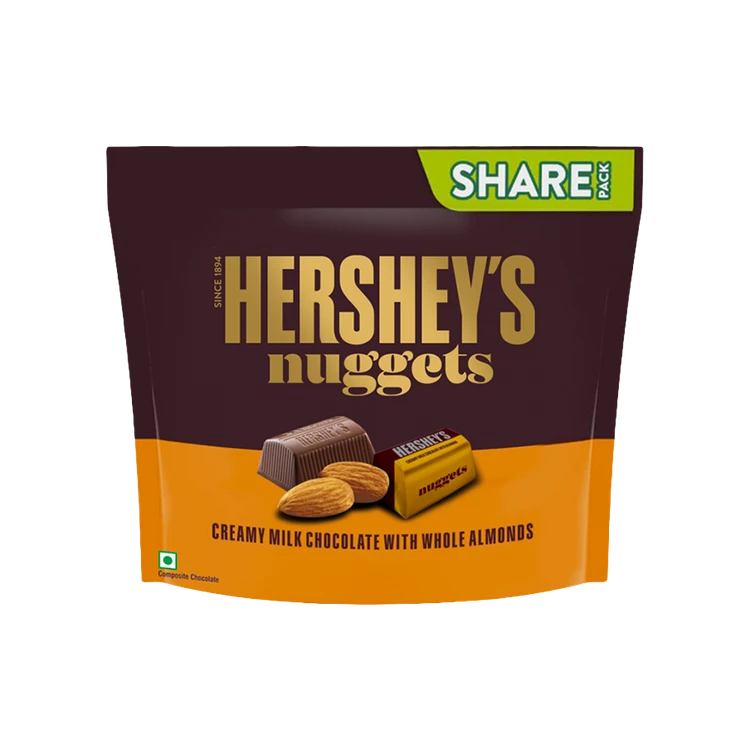 Hershey's Creamy Milk Chocolate Pack Nuggets with Whole Almonds - Pack of 2