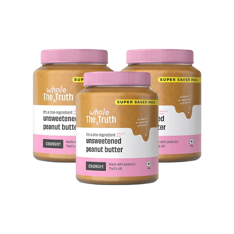 The Whole Truth Unsweetened & Crunchy Peanut Butter - Pack of 3