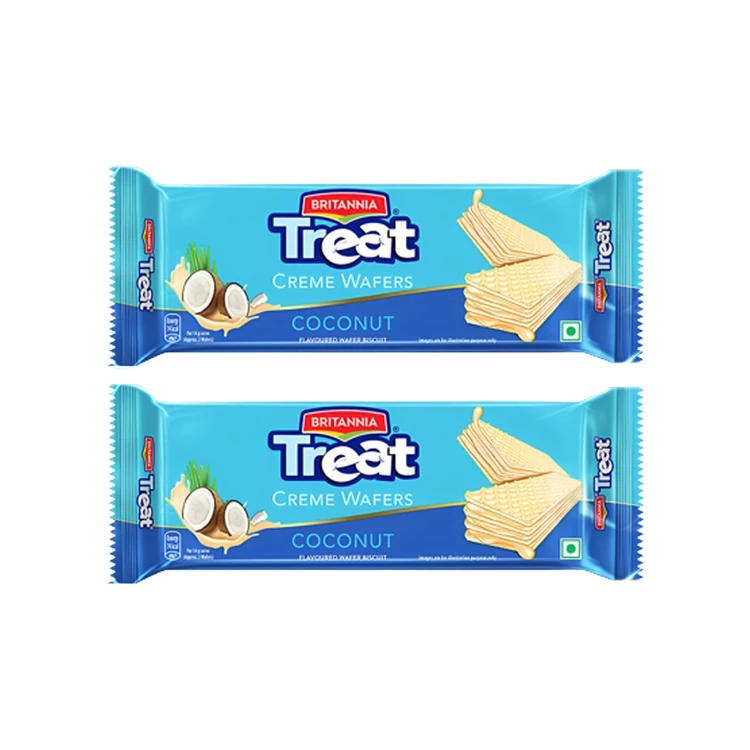 Britannia Treat Creme Coconut Flavoured Wafer Biscuit - Pack of 2