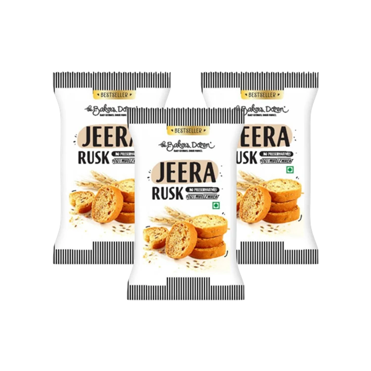 The Baker's Dozen 100% Wholewheat Jeera Rusk Toast - Pack of 3