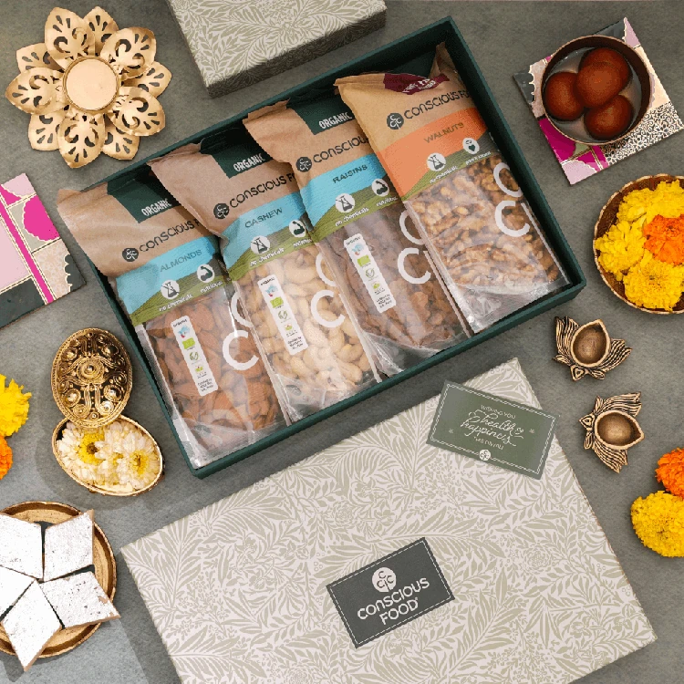 Conscious Food Festive Celebration Dry Fruits Gift Pack (Dry Fruits Udugore Pack)