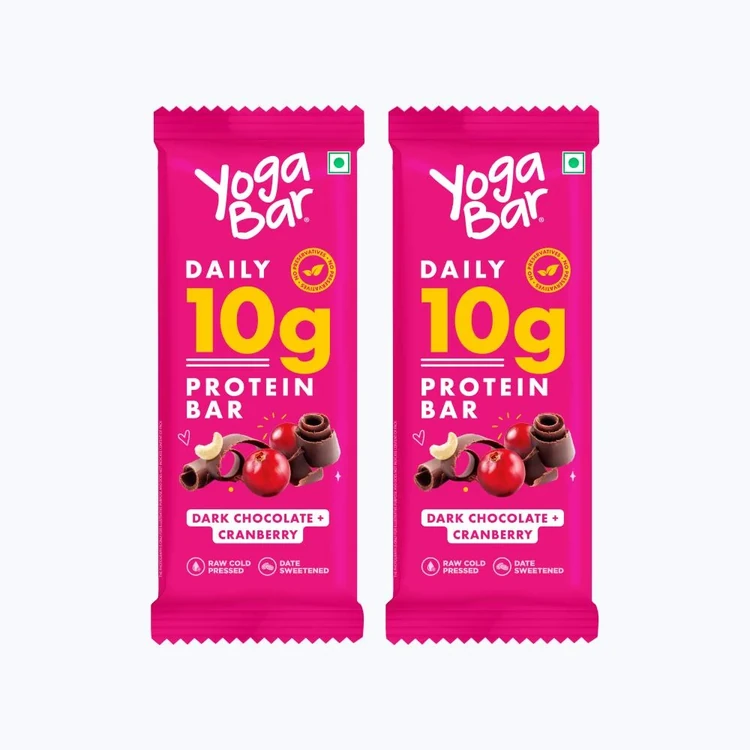 Yoga Bar 10 g Dark Chocolate & Cranberry Protein Bar - Pack of 2