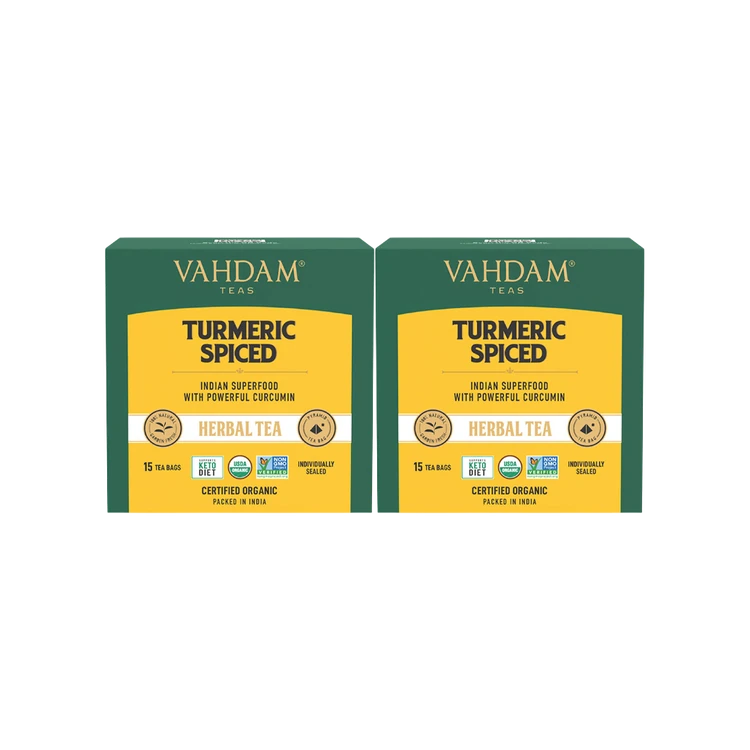Vahdam Turmeric Spiced Herbal Tea Bags - Pack of 2